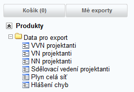 Náhled na rozbalený strom produktů