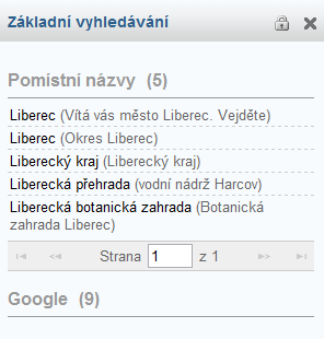 Výsledky jednoduchého vyhledávání - rozdělení na skupiny
